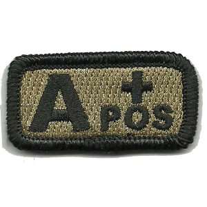  Tactical Blood Type Patch Type A Positive 1x2   Coyote 