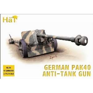  Hat 1/72 German PaK40 Anti Tank Gun (4) Kit Toys & Games