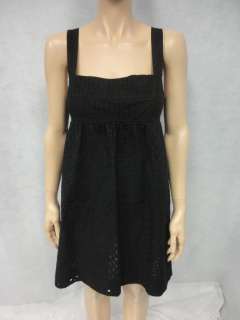 Vince. Vince Black Eyelet with Blue Lining Cotton Day Dress 8 M Medium 