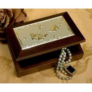    Wooden Jewelry Box with Embossed Butterfly Design