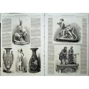   Dublin Exhibition 1865 Statue Sevres Vase Goat Marble
