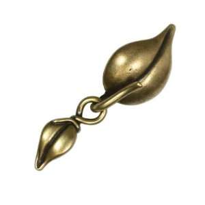  Antiqued Brass Plated Hook & Eye Clasp Large Leaf 29mm (1 