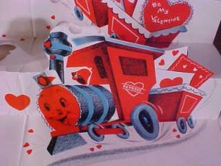 VTG KING SIZE NORCROSS VALENTINE CARD TRAIN CHOO CHOOSE  