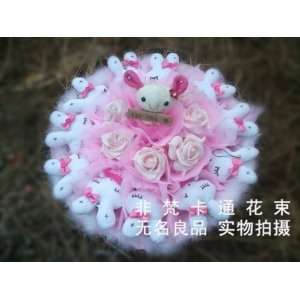  toys 1pc big size +11 heart rabbit +7 pink rose plush 