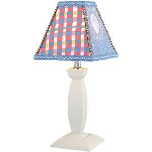 Lite Source White with Blue Plaid Shade Kids Table Lamp