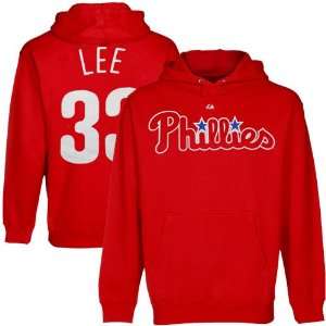 Majestic Cliff Lee Philadelphia Phillies #33 Youth Red Player Pullover 