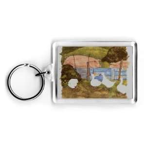  Pigs, Midden and Geese by Linda Benton   Acrylic Keyring 
