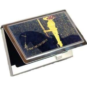   Golden Knights By Gustav Klimt Business Card Holder