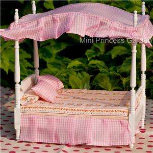 Dollhouse Bedroom Furniture Victorian Flower Canopy Bed  