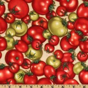  44 Wide Gourmet Grocer Tomatoes Red/Tan Fabric By The 