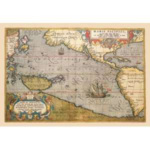  Map of the Pacific Ocean 28x42 Giclee on Canvas