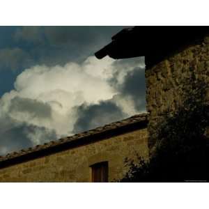  Century Tuscan Villa against a Dramatic Cloudy Sky, Tuscany, Italy 