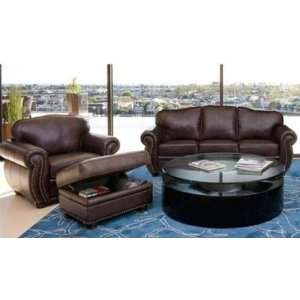  CI D320 BRN 3/1/4 3 Piece Set Premium Italian Leather Sofa 