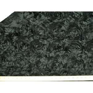  Petal Rosette Satin Black Fabric By the Yard Everything 