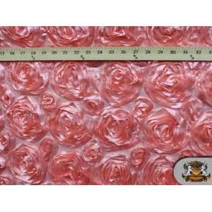  Acrylic Satin Peach Rosette Fabric / 58 60 Wide / Sold By 