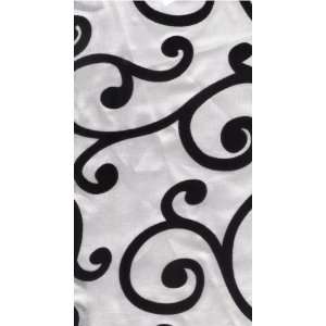  Flocked White Taffeta Swirls Print Fabric By the Yard 