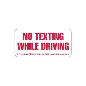  No Texting While Driving Label, 2 x 1, Vinyl Office 