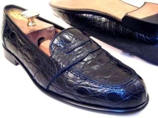   Mens CROCODILE ALLIGATOR Black Italian Dress Shoes Loafers 10 M  