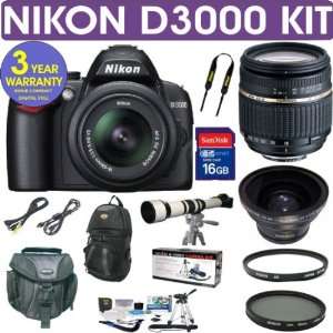  NIKON D3000 Digital SLR Camera + Tamron AF 18 250mm Zoom Lens 