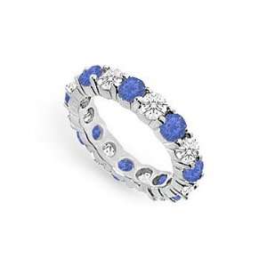   and Blue Sapphire Eternity Band  14K White Gold 3.00 CT TGW Jewelry