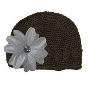  Brown Gorgeous Kufi Hat with a White Lilly Flower