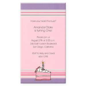  Pink Cake Slice Birthday Invitation 