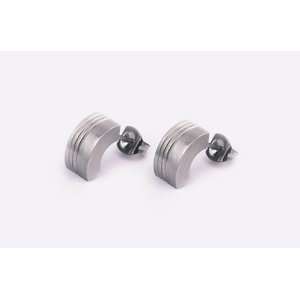  Arcing Rectangle Studs in Stainless Steel with Grooves 