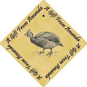   Pack of 48 PERSONALISED Parchment 6cm Square Gift Tags Guinea Fowl
