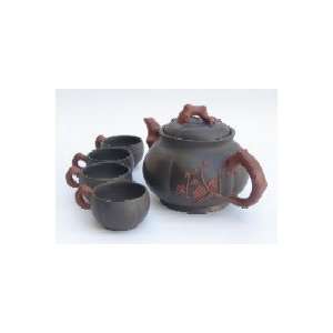  Yixing Clay Teapot   Black Plum Set, 24 oz. Everything 