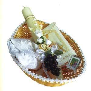  First Communion Basket Keepsake Gift Set with Candle 