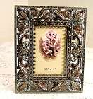 enameled jeweled picture frame ambers browns pearls expedited shipping 