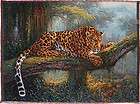 16 x 12 elegant needlepoint woven tapestry painting leopard ambushing