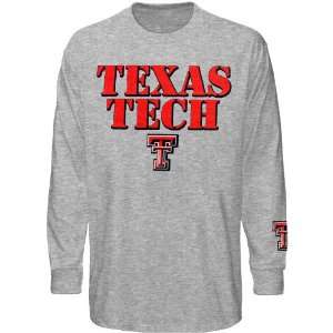 com Texas Tech Red Raiders Youth Logo Stamp Long Sleeve T Shirt   Ash 