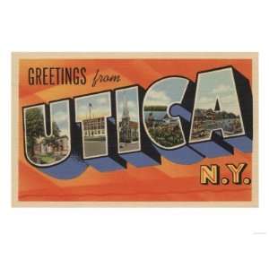  Utica, New York   Large Letter Scenes Giclee Poster Print 