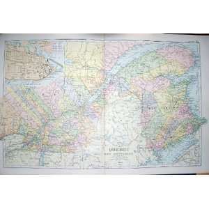   BACON MAP 1894 QUEBEC NEW BRUNSWICK CANADA CHARLOTTE