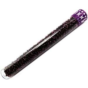Round Seed Beads Tube, Amethyst Silver Line