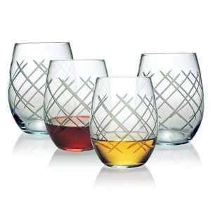  Susquehanna Glass Harlequin Stemless Wine Glasses, Set of 