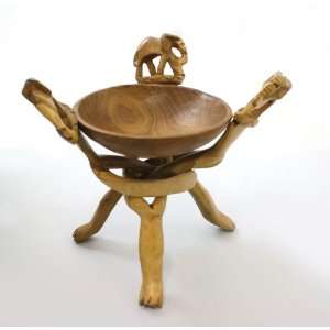  Elephant Tripod & Bowl Set 8  Natural 