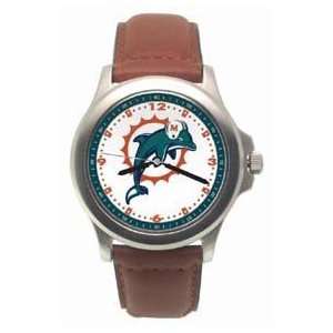  Miami Dolphins LogoArt Rookie Leather Mens NFL Watch 