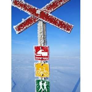  Norway, Finnmark Region; a Sign Post in the Arctic Circle 