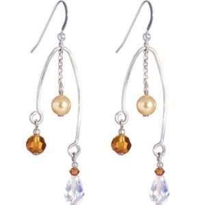 Handcrafted Artisan Austrian Crystal Pearl Contempo Earrings MADE WITH 