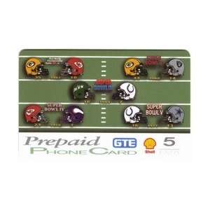   5u Shell (Oil) Super Bowl #1 30 Football Helmet Cards Set of 6 Diff