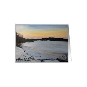  Presquile Point   Merry Christmas Winter Snow Sunset Card 