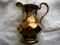 ANTIQUE 1900s WADE ENGLAND ~ GOLD LUSTERWARE PITCHER  