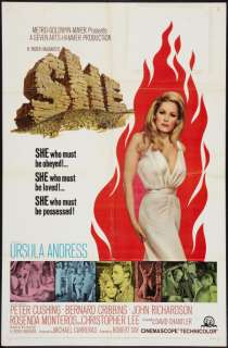 She One Sheet Movie Poster Ursula Andress Peter Cushing Fantasy 1965 