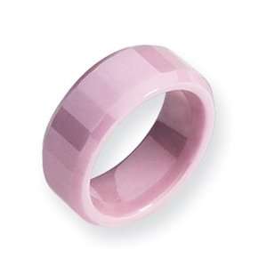  Ceramic Pink Faceted 8mm Polished Comfort Fit Wedding Band 