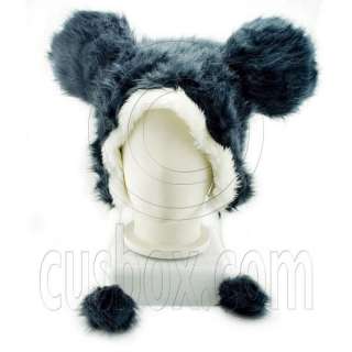 Pure Black Mickey Animal Fur Mascot Plush Costume Halloween Party Hat 