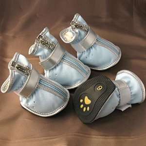  Baby Blue Leather Cozy Dog Boots Clothes Apparel 6# Pet 