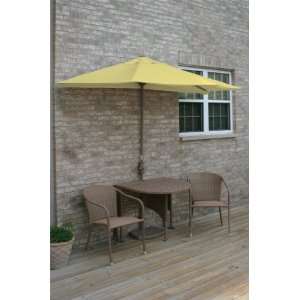  5 Piece Round Coffee Wicker and Yellow Sunbrella Patio 