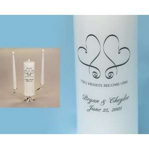  Whimsical Hearts Unity Candle with Names and Date